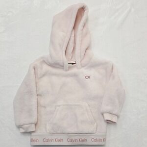 Calvin Klein Jeans Baby Girl Pink Fuzzy Fleece Hoodie 6-9Months CK Logo